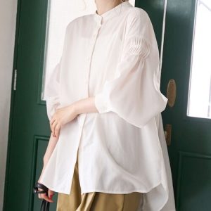 coen ブラウス シャツ ピンタックバンドカラーブラウス レディース