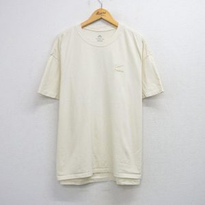 NIKE XL/古着 ナイキ 半袖 ブランド Tシャツ メンズ ビッグロゴ Doyenna 大きいサイズ コットン クルーネック 薄黄 イエロー 25aug20 中古
