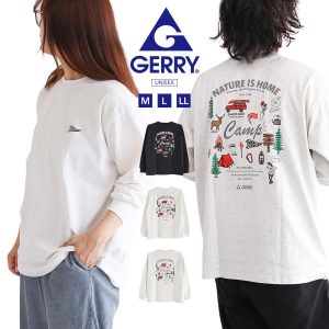 GERRY ジェリー tシャツ メンズ 長袖 ロンt レディース ユニセックス 綿100% バックプリント おしゃれ ge26aw24