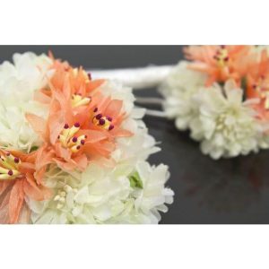 SOUBIEN 髪飾り 2点セット 成人式 振袖向け 浴衣向け 花 フラワー オレンジ コーム びら簪 房飾り 髪留め 髪かざり ヘアアクセ